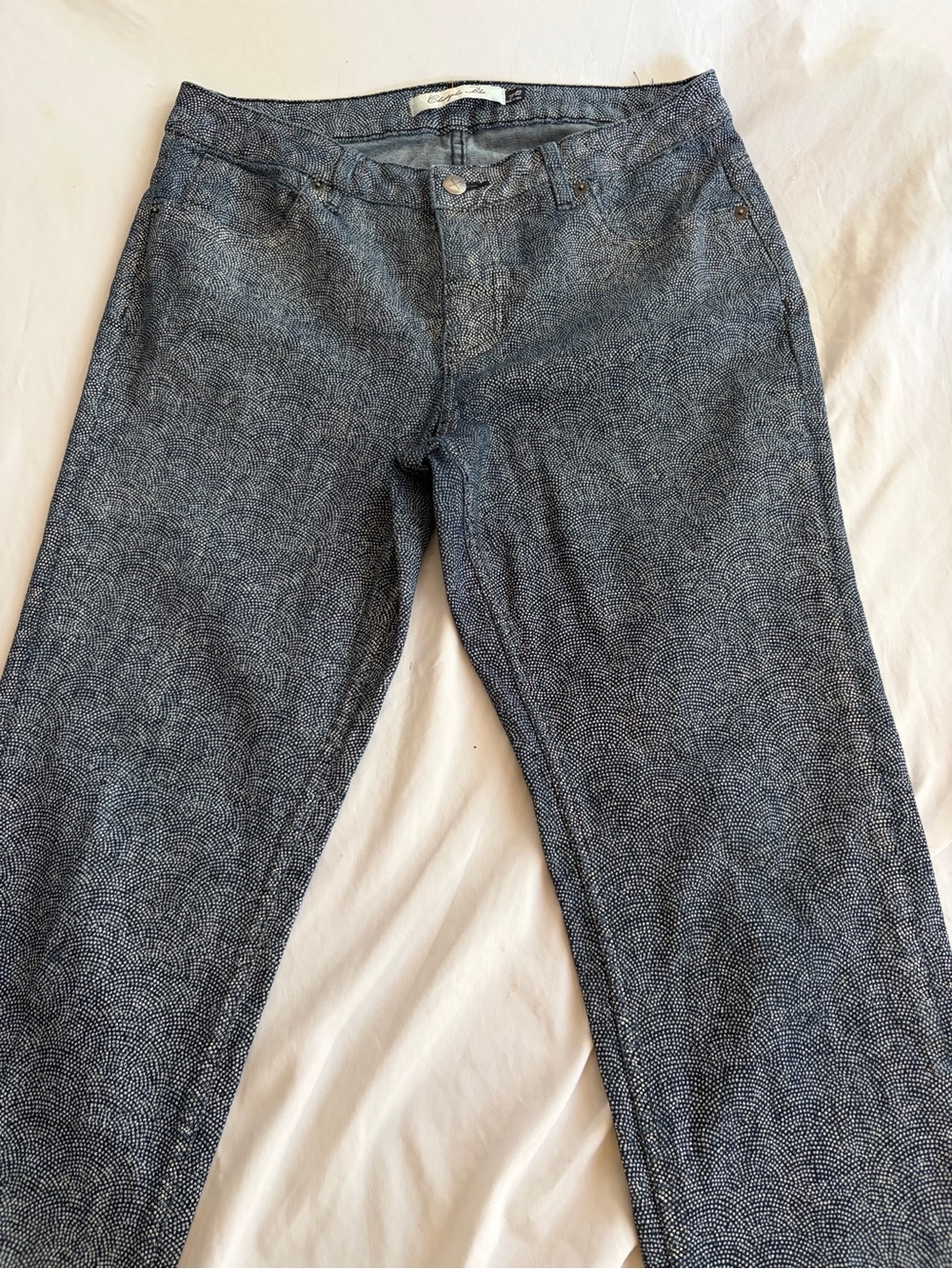 Christopher Blue Navy White Speckled Pants Womens Size 12 Textured Trousers